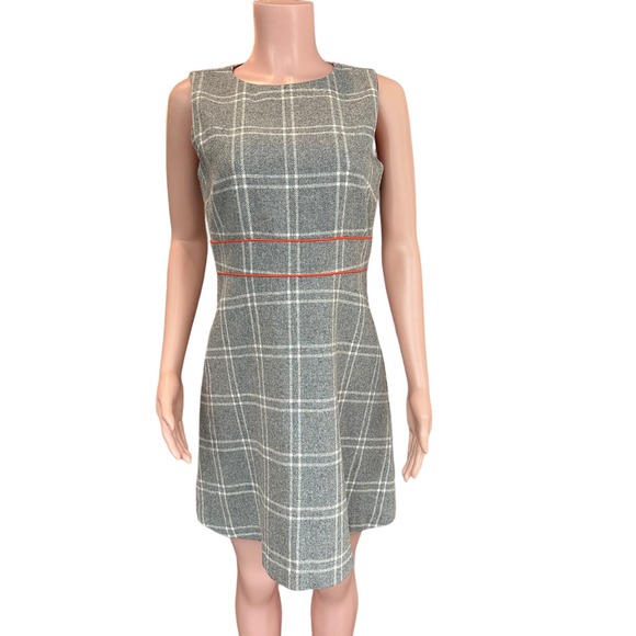 Sail to Sable STS Grey Plaid Wool Blend A-Line Shift Dress Mod Vibe Size 6 - Picture 5 of 10